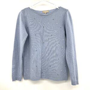 Benedetta B Merino Wool Cashmere Blend Blue Dot Sweater Women's Medium